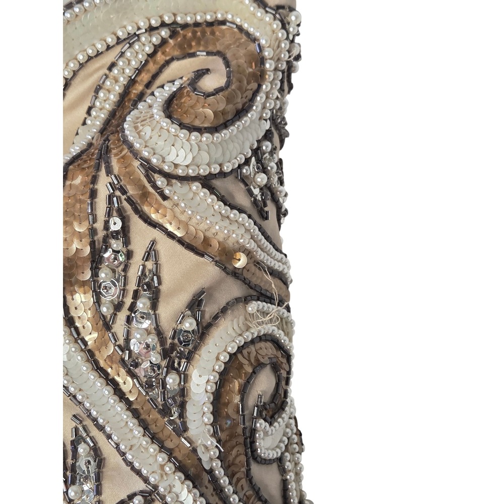 Bob Mackie Isaacson's Atlanta Dress Size 10 Beige Cocktail Party Beaded Sequined - Picture 4 of 11